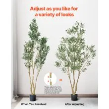 8FT Artificial Olive Tree Tall Fake Plant with Black Pot for Home Office Use