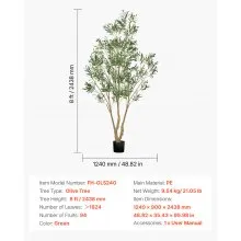 8FT Artificial Olive Tree Tall Fake Plant with Black Pot for Home Office Use