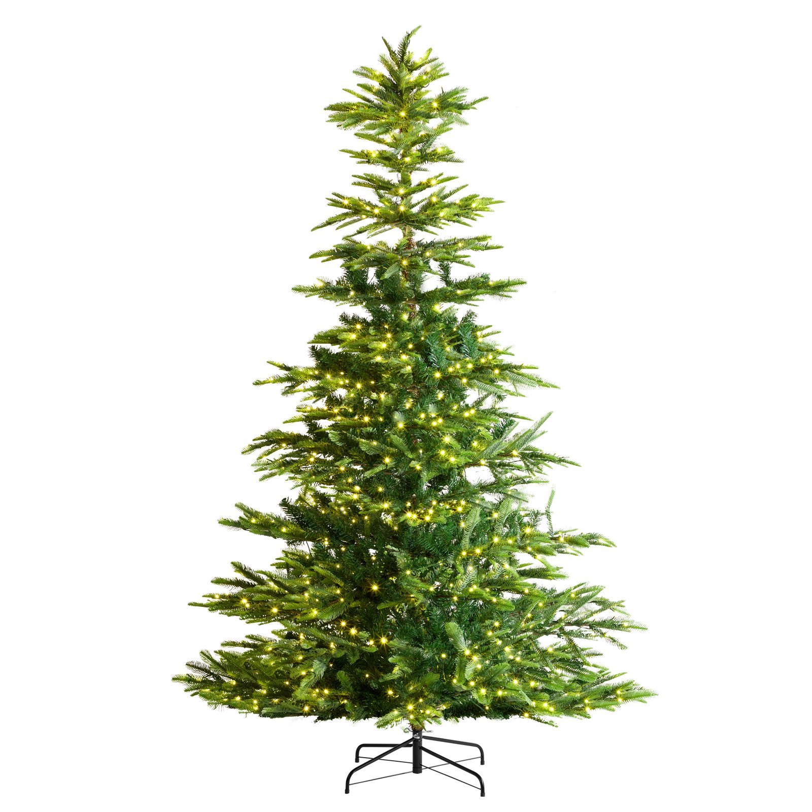 VEVOR Christmas Tree, 7.5ft Prelit Artificial Xmas Tree, Full Holiday Decor Tree with 700 Warm White LED Lights, 1319 Branch Tips, Metal Base for Home Party Office Decoration