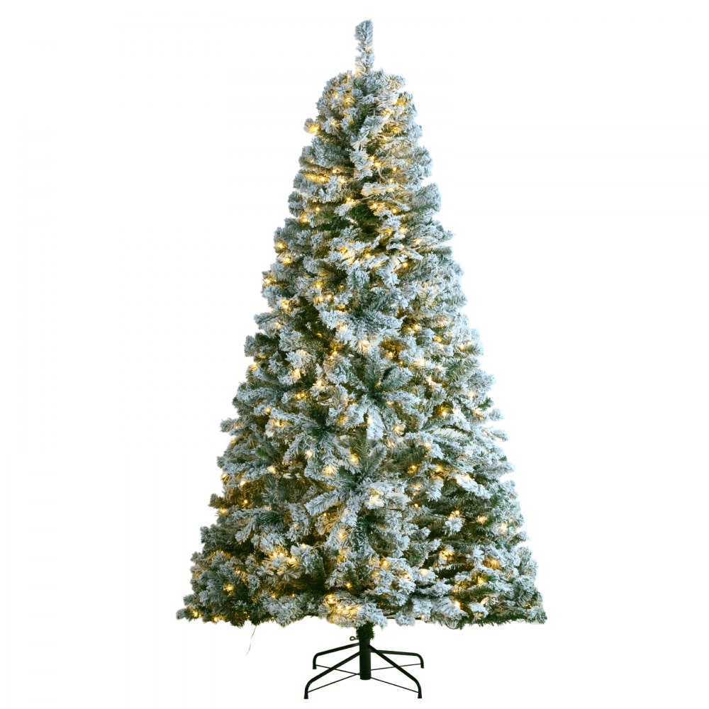 VEVOR Χριστουγεννιάτικο Δέντρο 7,5 ποδιών Prelit Flocked Xmas Tree with 550 LED Lights 1346 Tip