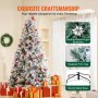 VEVOR Christmas Tree 7.5ft Prelit Flocked Xmas Tree with 550 LED Lights 1346 Tip