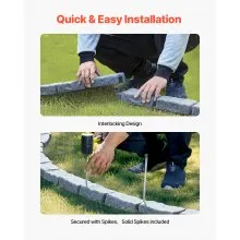 Fake Stone Landscape Edging 46.2 x 2.2 in Garden Lawn Edging Border for Walkway