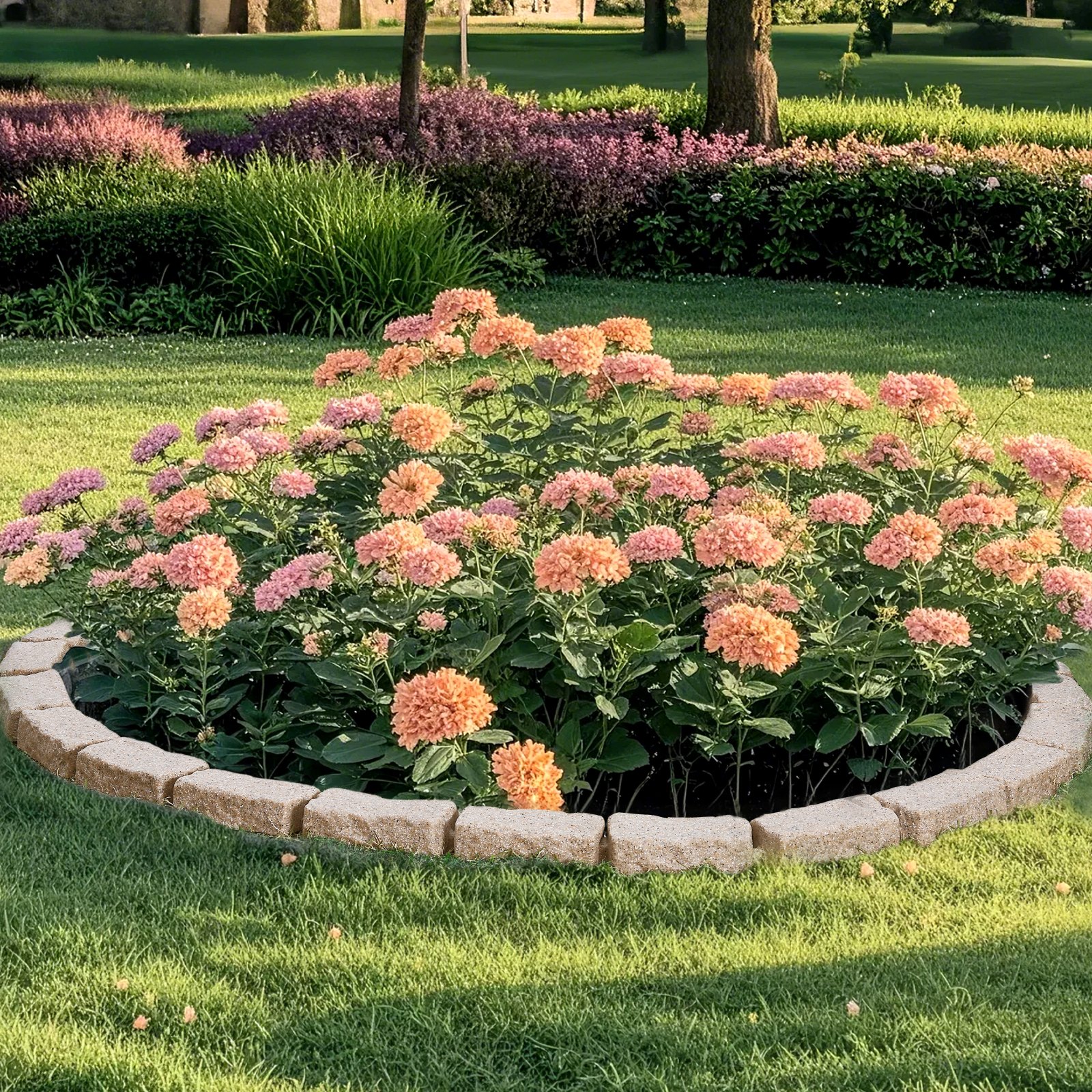 VEVOR Faux Stone Landscape Edging 1180 x 95 x 57 mm Garden Lawn Edging for Walkway Brown