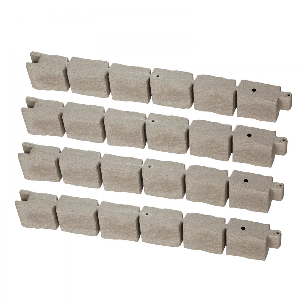 VEVOR Faux Stone Landscape Edging 46.8 x 3.9 in Realistic Lawn Edging, Flexible Brick-Sized Garden Edging Border with Anchoring Spikes, Fade-Resistant Yard Edging for Driveways Walkway Beige