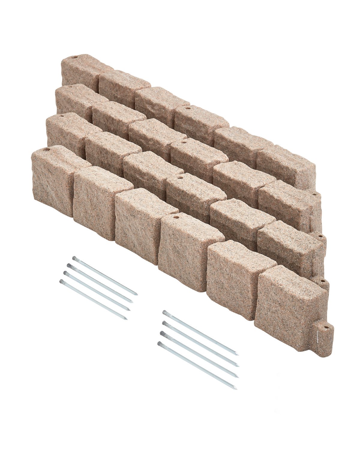 VEVOR Faux Stone Landscape Edging, 46.8 x 3.9 in Realistic Lawn Edging, Flexible Brick-Sized Garden Edging Border with Anchoring Spikes, Fade-Resistant Yard Edging for Driveways Walkway Brown