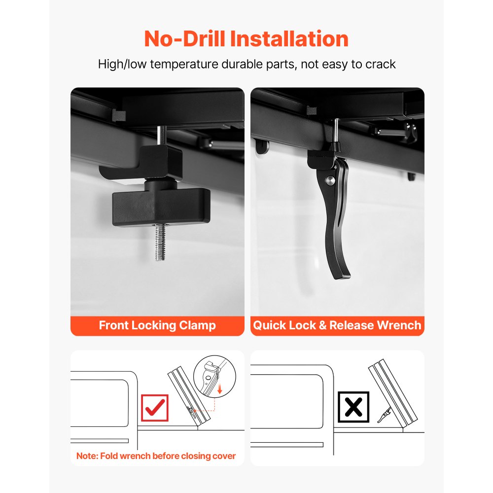 VEVOR Soft Tri-Fold Truck Bed Tonneau Cover, Compatible with 2015-2025 Ford F-150 170.4 cm Bed, Waterproof Soft Folding Truck Tonneau Cover with Heavy-Duty 3-Layer PVC and Aluminum Alloy Support Bar