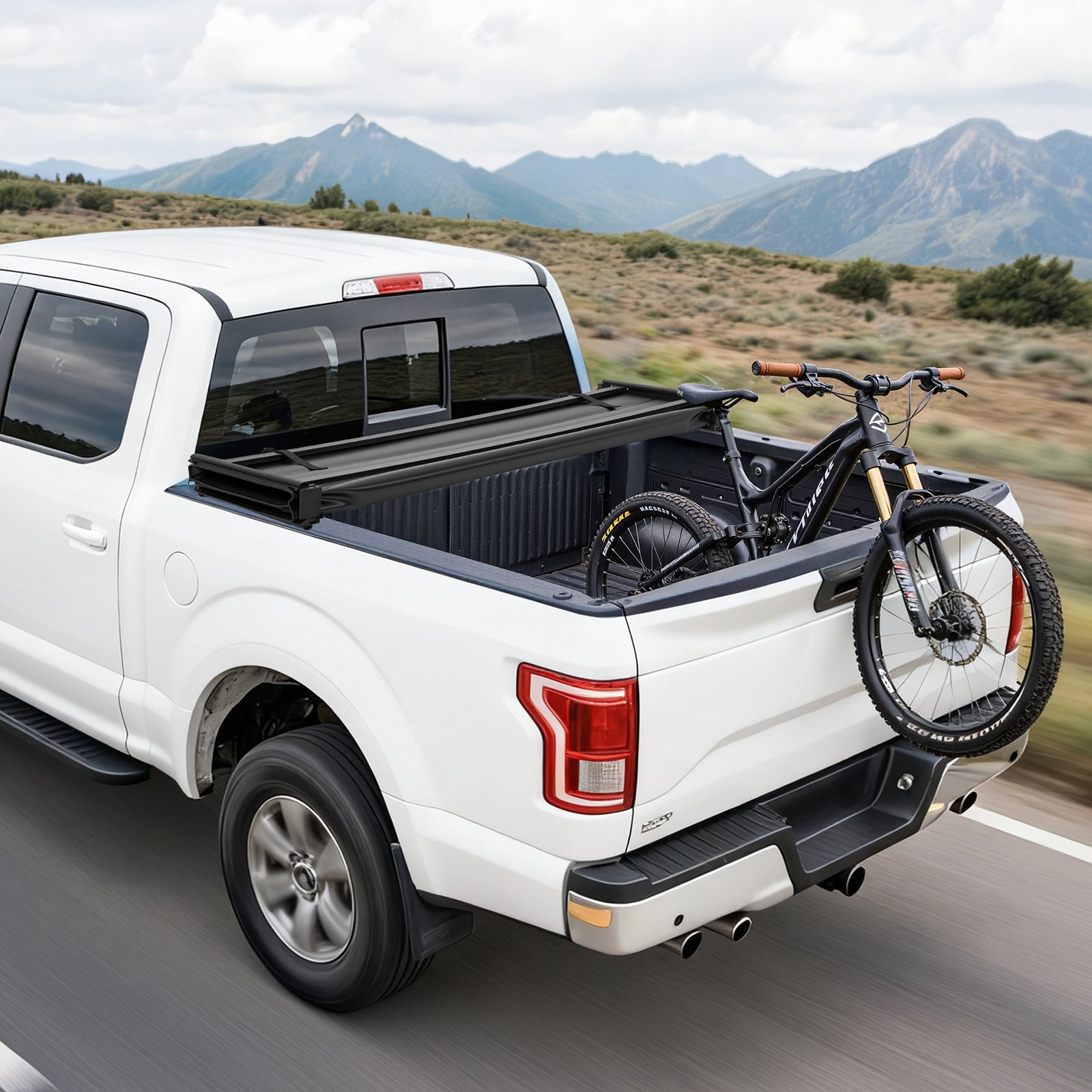 VEVOR Soft Tri-Fold Truck Bed Tonneau Cover, Compatible with 2015-2025 Ford F-150 170.4 cm Bed, Waterproof Soft Folding Truck Tonneau Cover with Heavy-Duty 3-Layer PVC and Aluminum Alloy Support Bar