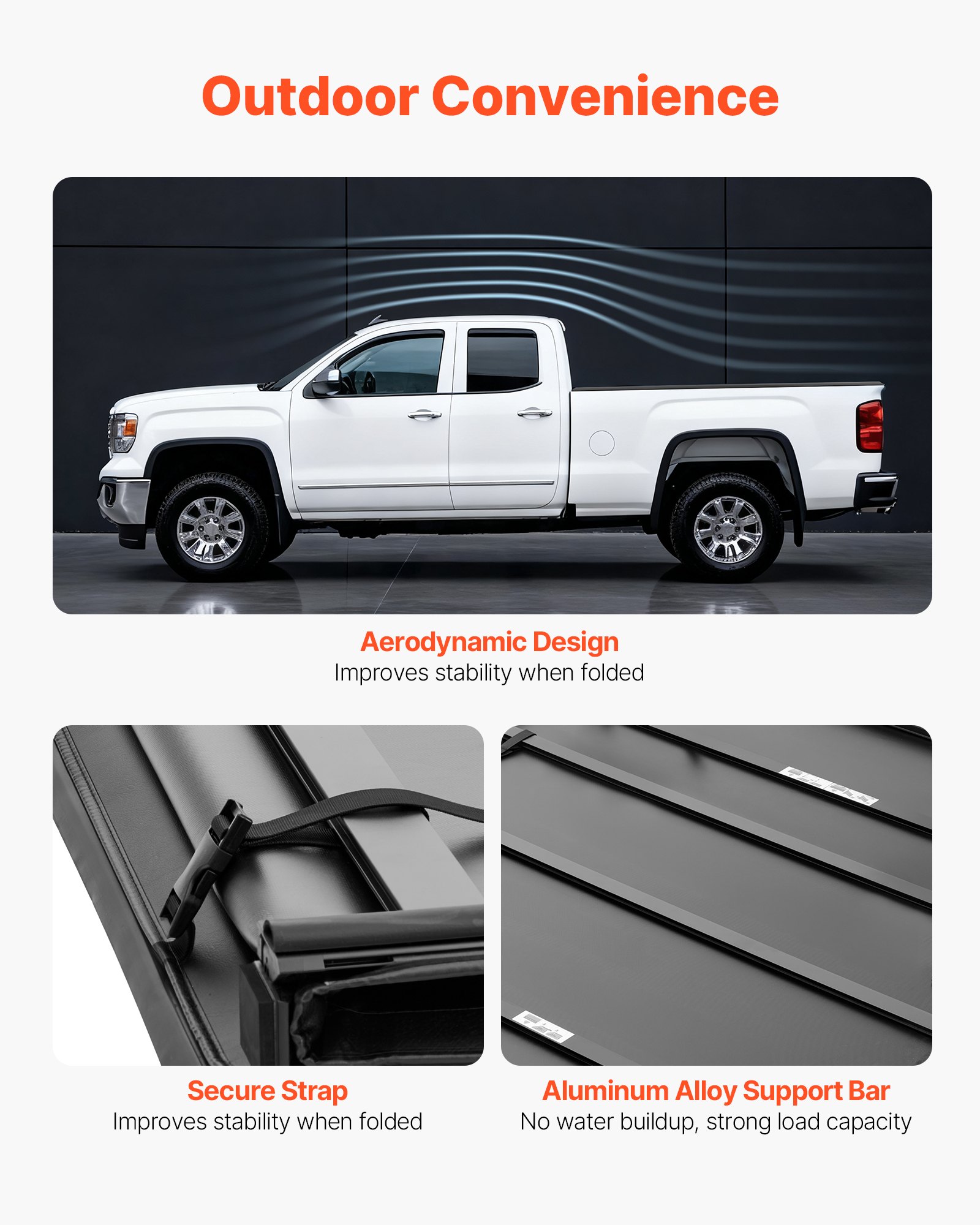 VEVOR Soft Tri-Fold Truck Bed Tonneau Cover, Compatible with 2015-2025 Ford F-150 170.4 cm Bed, Waterproof Soft Folding Truck Tonneau Cover with Heavy-Duty 3-Layer PVC and Aluminum Alloy Support Bar