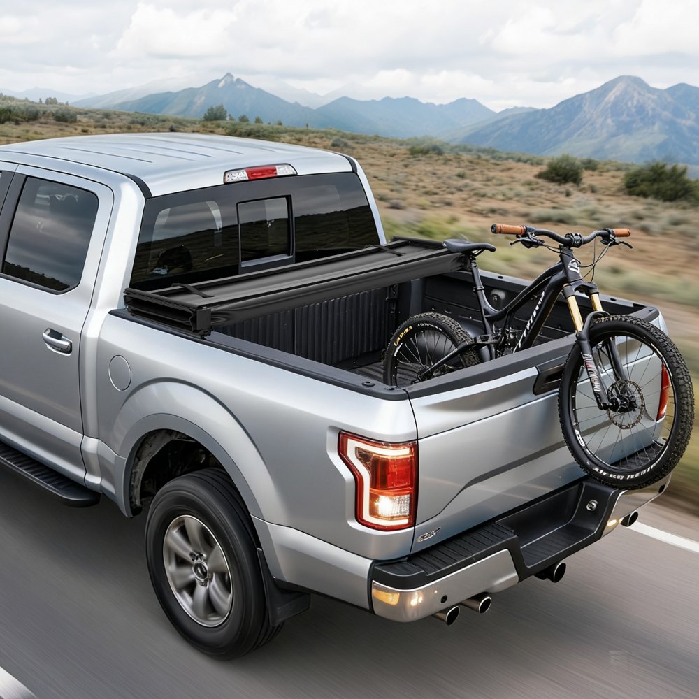 VEVOR Soft Tri-Fold Truck Bed Tonneau Cover, Compatible with 2009-2025 Dodge Ram 1500 (Incl. Classic & New) 171.2 cm Bed, Fleetside Without Rambox, Split Tailgate, and Track System, Waterproof Folding