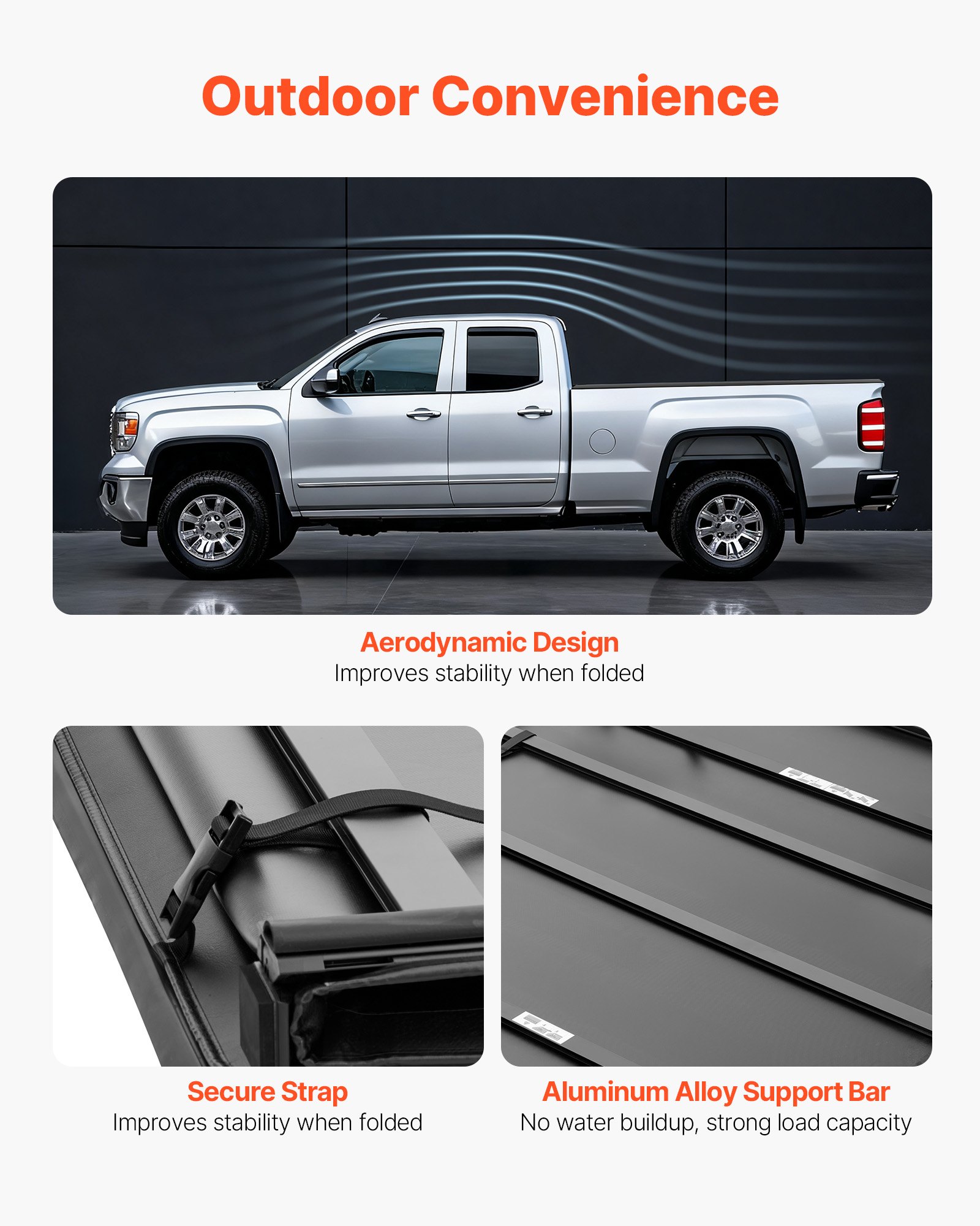VEVOR Soft Tri-Fold Truck Bed Tonneau Cover, Compatible with 2009-2025 Dodge Ram 1500 (Incl. Classic & New) 171.2 cm Bed, Fleetside Without Rambox, Split Tailgate, and Track System, Waterproof Folding