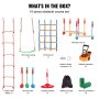 VEVOR Ninja Warrior Obstacle Course for Kids, 50 ft Weatherproof Slacklines, 500lbs Weight Capacity Monkey Line, Outdoor Playset Equipment, Backyard Toys Training Equipment Set with 10 Obstacles