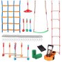 VEVOR Ninja Warrior Obstacle Course for Kids, 15.24 m Weatherproof Slacklines, 500lbs Weight Capacity Monkey Line, Outdoor Playset Equipment, Backyard Toys Training Equipment Set with 10 Obstacles