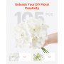 VEVOR Artificial Flowers, 105 pcs Real Looking White Silk Fake Hydrangea Bulk, White Faux Bridal Shower with Stems for DIY Wedding Bouquets, Home Centerpieces Arrangements, Party Tables Decorations