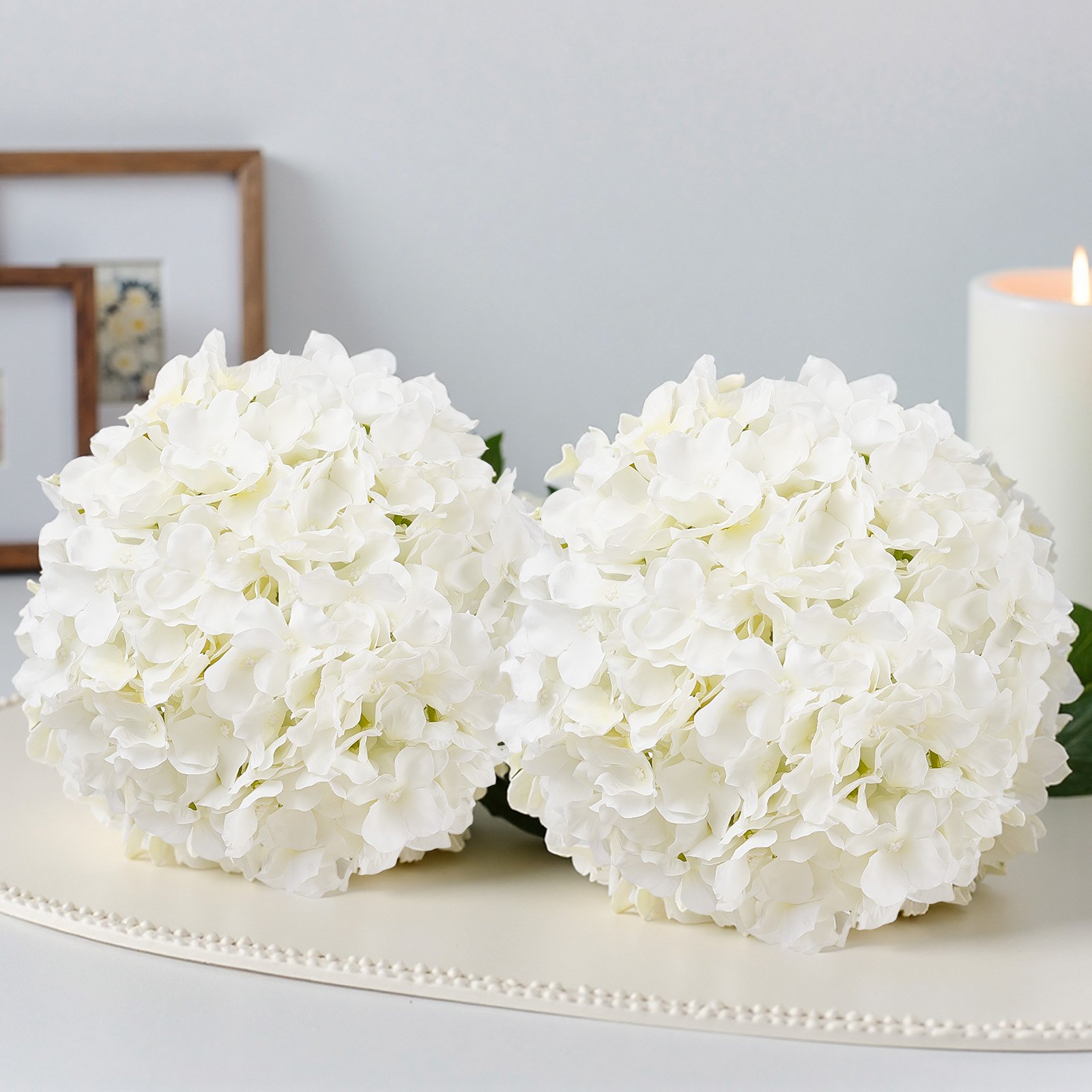 VEVOR Artificial Flowers, 205 pcs Real Looking White Silk Fake Hydrangea Bulk, White Faux Bridal Shower with Stems for DIY Wedding Bouquets, Home Centerpieces Arrangements, Party Tables Decorations