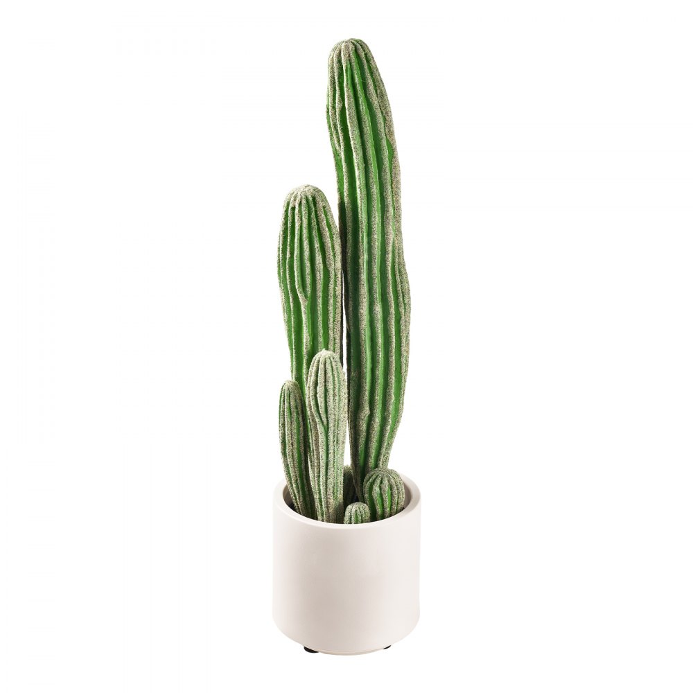 VEVOR Artificial Cactus, 610 mm Tall Fake Cactus Plant with White Pot, for Home, Garden, Office, Store, Living Room, Bedroom Indoor Decoration, Realistic Texture Faux Decor Plant, Premium HDPE