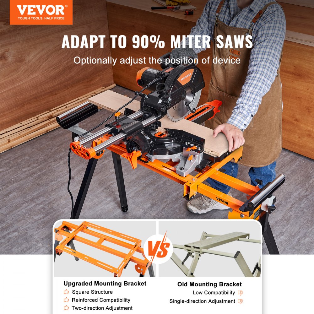 VEVOR 79in Miter Saw Stand with One-piece Mounting Brackets Sliding Rail  330lbs VEVOR US