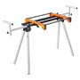 VEVOR Miter Saw Stand, 300lbs Load Capacity Steel Collapsible Stand for Miter Saw with One-piece Mounting Brackets Clamps, Adjustable Height and Length, Portable Compact and Folding Miter Saw Stand