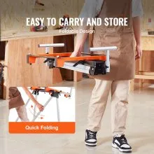 VEVOR Miter Saw Stand, 300lbs Load Capacity Steel Collapsible Stand for Miter Saw with One-piece Mounting Brackets Clamps, Adjustable Height and Length, Portable Compact and Folding Miter Saw Stand