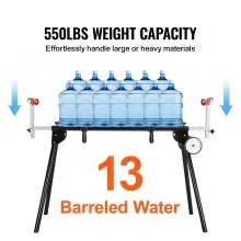 VEVOR Miter Saw Stand, 550lbs Load Capacity Steel Collapsible Stand for Miter Saw with One-piece Mounting Brackets Clamps, Adjustable Height and Length, Portable Compact and Folding Miter Saw Stand