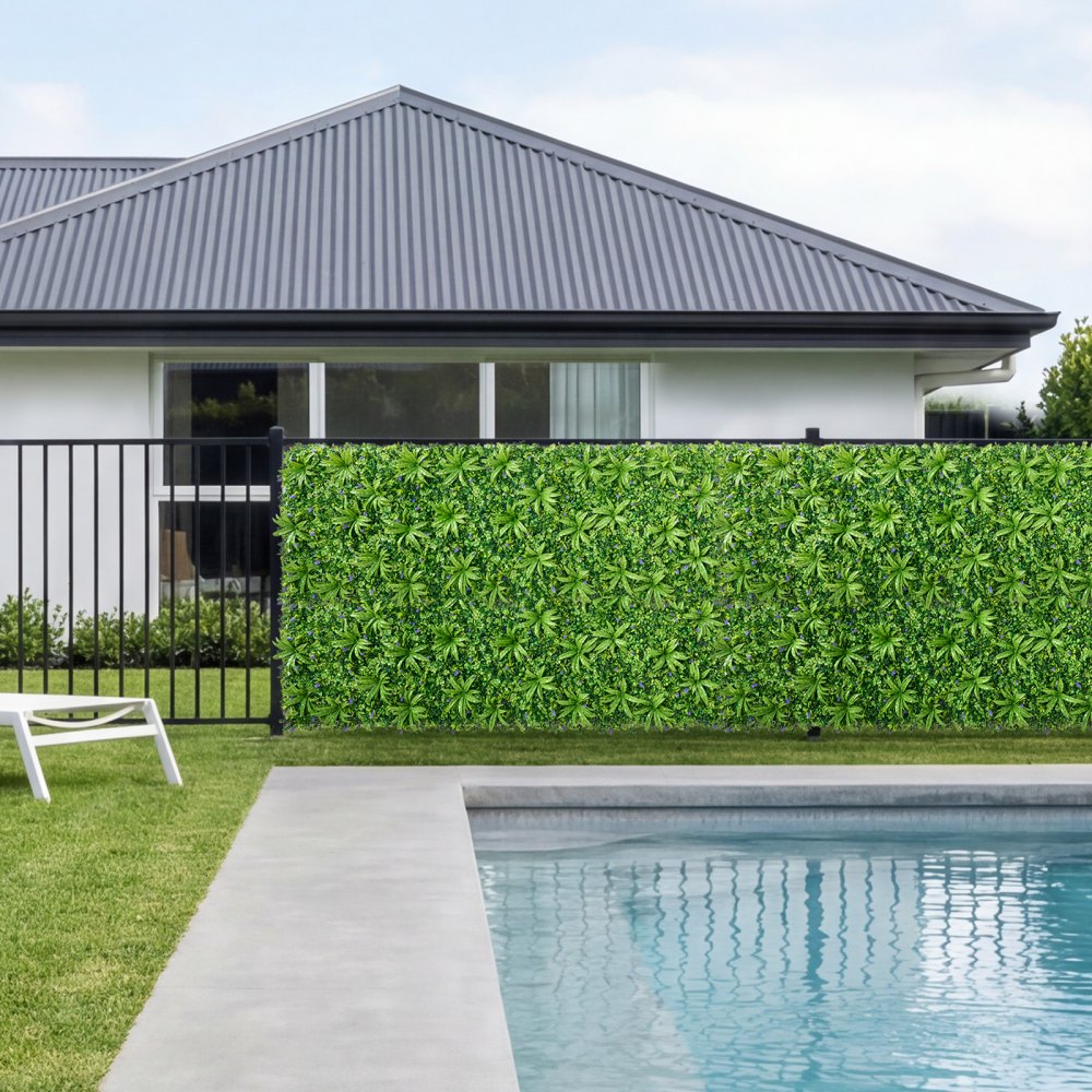 VEVOR Artificial Plant Wall, 101.6 x 304.8 cm Artificial Boxwood Panels, Sun Protection Greenery Backdrop Privacy Hedge Fence, Fake Grass Screen for Wedding, Indoor, Outdoor Garden, Backyard