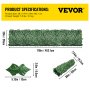 VEVOR Ivy Privacy Fence Screen, 39"x178" PP Faux Leaf Artificial Hedges, 3-Layers Indoor or Outdoor Greenery Leaves Panel, Multi-use for Garden, Yard, Decor, Balcony, Patio, Home, Green, 39 x 178 Inch