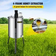 VEVOR 4 Frame Electric Honey Extractor Beekeeping 120 W Motor 2 Clear Lids