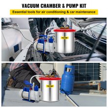 VEVOR Vacuum Chamber with Pump, 5 Gallon Chamber, 7CFM 3/4 HP Dual Stage Rotary Vane Vacuum Pump, 110V HVAC Air Tool Set for Stabilizing Wood, Degassing Silicones, Epoxies and Essential Oils