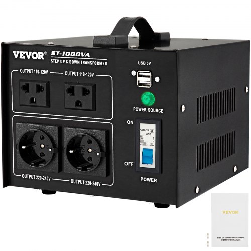 VEVOR Step Up Down Transformer Voltage Converter 1000W 220V-110V 110V-220V US-UK