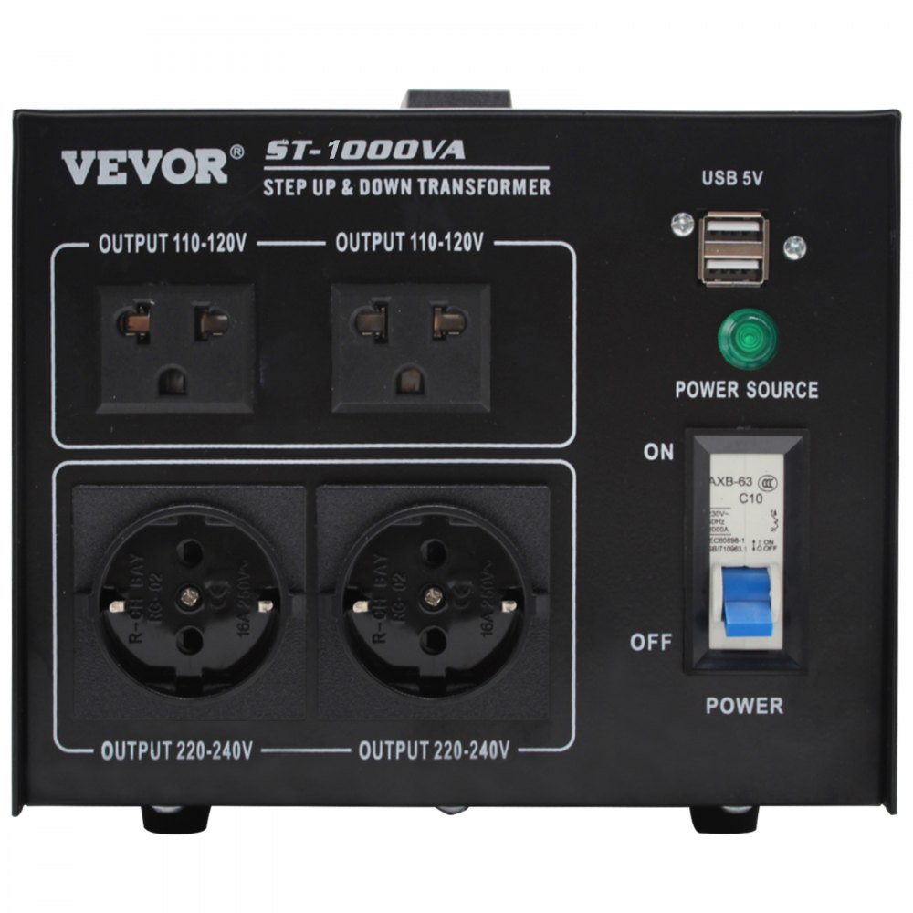 VEVOR Step Up Down Transformer Voltage Converter 1000W 220V-110V 110V-220V US-UK
