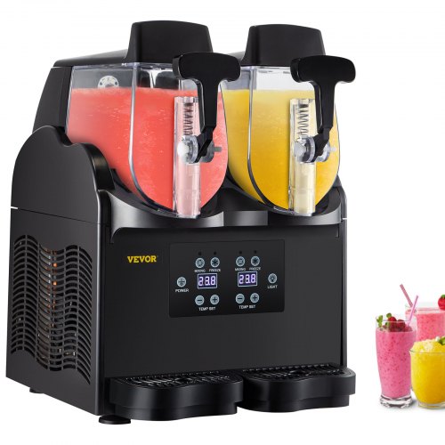 VEVOR Commercial Slushy Machine, 2x2.5L Tank Margarita Machine, 380W Black Margarita Slush Maker, Temperature Slush 26°F to 28°Frozen Drink Maker, Perfect for Home Restaurants Cafes Bars