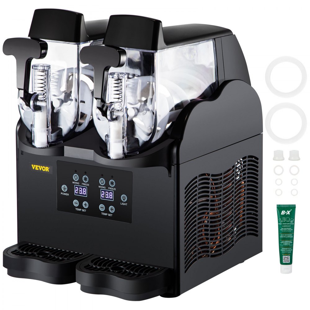 VEVOR Commercial Slushy Machine, 2x2.5L Tank Margarita Machine, 380W Black Margarita Slush Maker, Temperature Slush 26°F to 28°Frozen Drink Maker, Perfect for Home Restaurants Cafes Bars