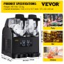 VEVOR Commercial Slushy Machine, 2x2.5L Tank Margarita Machine, 380W Black Margarita Slush Maker, Temperature Slush 26°F to 28°Frozen Drink Maker, Perfect for Home Restaurants Cafes Bars