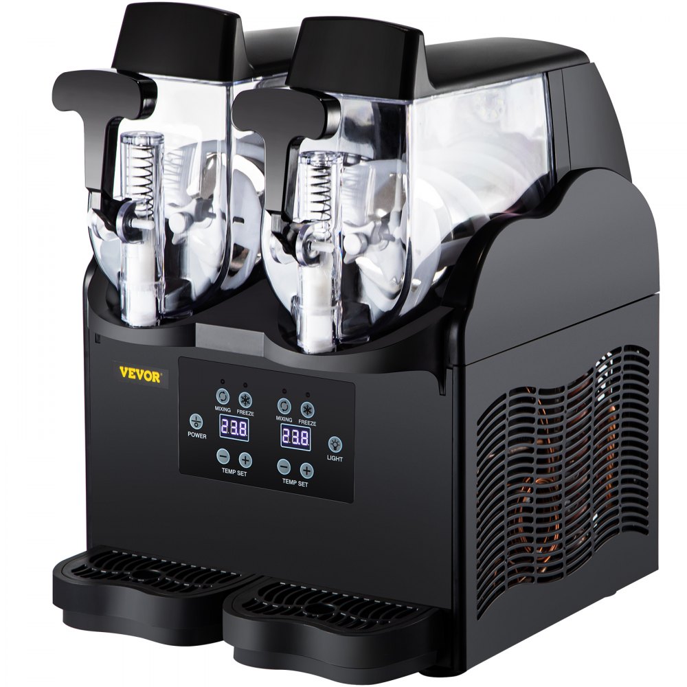 VEVOR Slush Frozen Drink Machine, 2x2.5L Tank Commercial Margarita Machine, 380W Black Margarita Slush Maker, Temperature Slush 26°F to 28°F Drink Maker, Perfect for Home Restaurants Cafes Bars