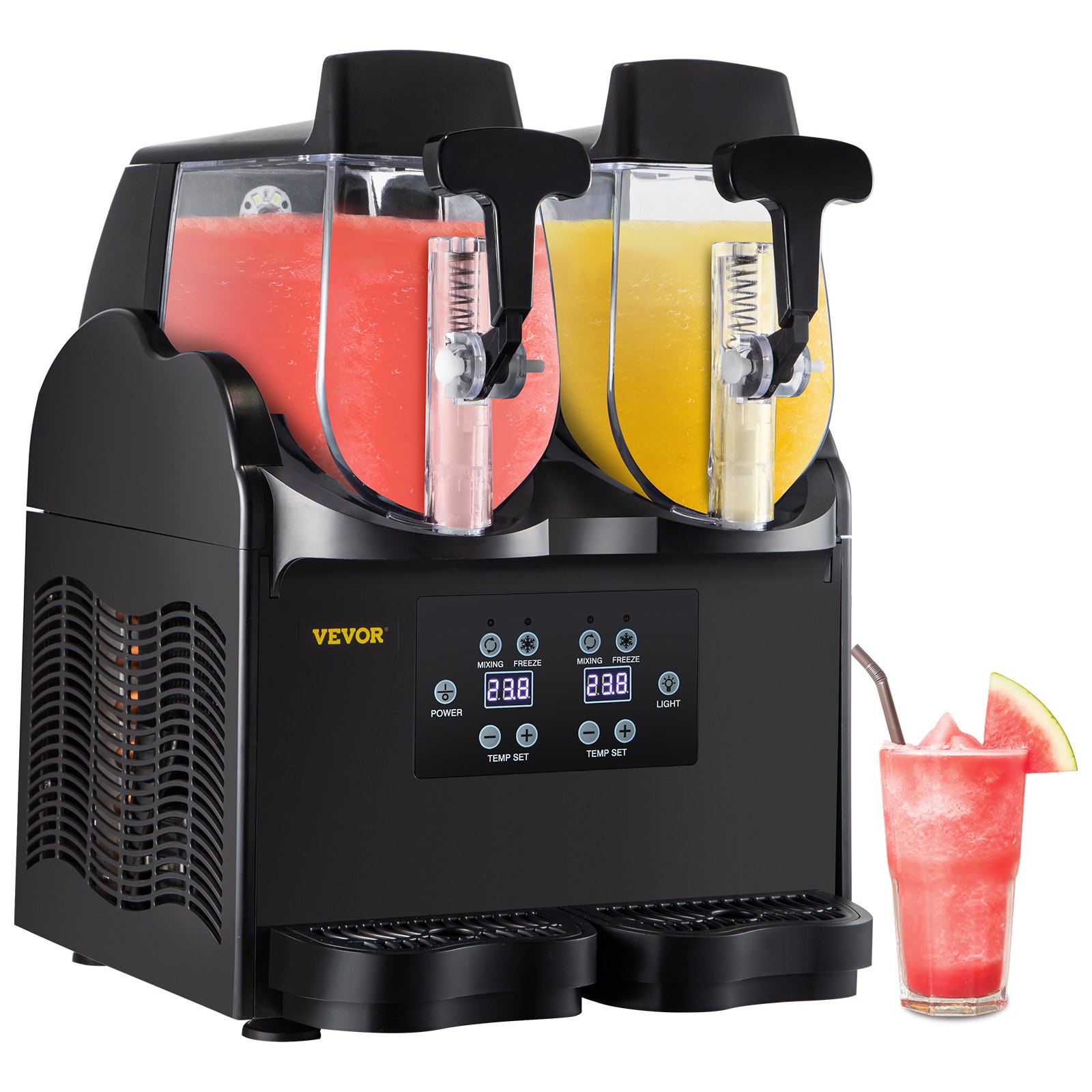VEVOR Slush Frozen Drink Machine, 2x2.5L Tank Commercial Margarita Machine, 380W Black Margarita Slush Maker, Temperature Slush 26°F to 28°F Drink Maker, Perfect for Home Restaurants Cafes Bars