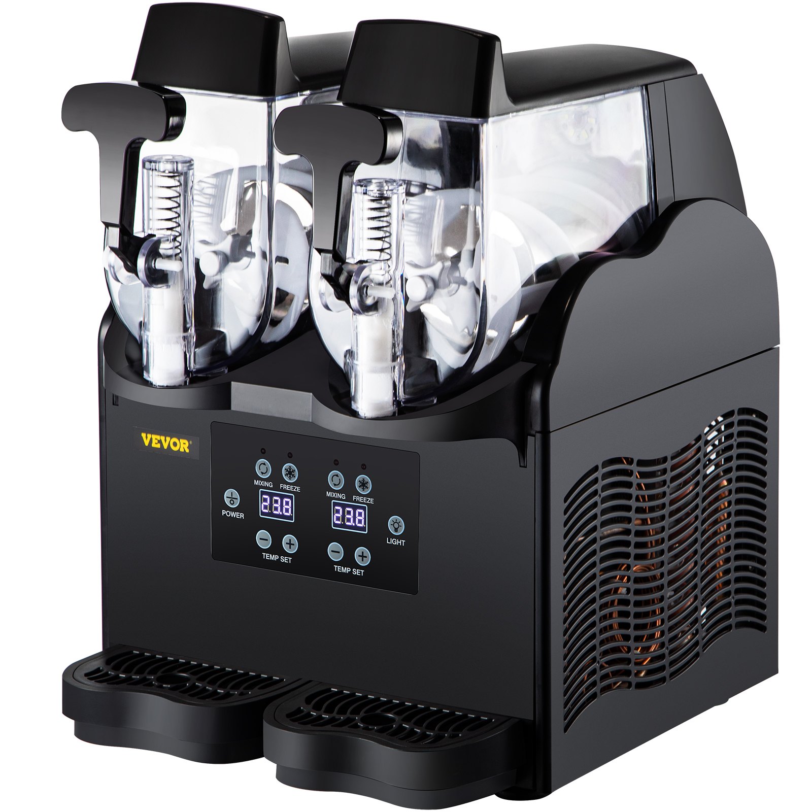 VEVOR Slush Frozen Drink Machine, 2x2.5L Tank Commercial Margarita Machine, 380W Black Margarita Slush Maker, Temperature Slush 26°F to 28°F Drink Maker, Perfect for Home Restaurants Cafes Bars