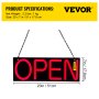 VEVOR LED Open Sign, 20" x 7" Neon Open Sign for Business, Red Advertisement Board Adjustable Brightness Neon Lights Signs with Remote Control, for Restaurant, Bar, Salon, Shop, Hotel, Window, Wall