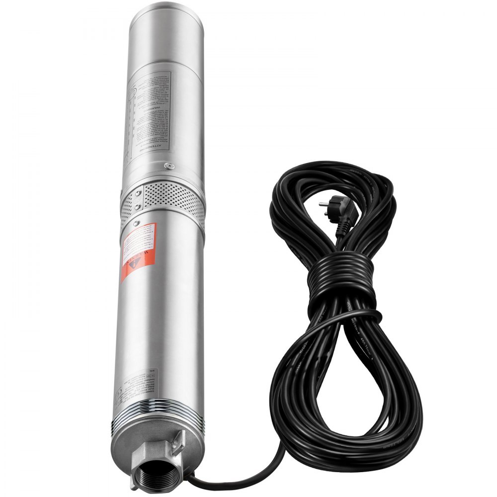 VEVOR Deep Well Submersible Pump, 750W 230V 60Hz, 7.1 m³/h Max Flow 75 m Max Head, with 9.1 m Electric Cord, Stainless Steel Water Pump for Industrial, Irrigation&Home Use, IP68 Waterproof Grade
