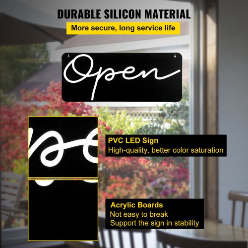 VEVOR LED Open Sign, 22" x 9" Neon Open Sign for Business, Adjustable Brightness White Neon Lights Signs with Remote Control and Power Adapter, for Restaurant, Bar, Salon, Shop, Hotel, Window, Wall