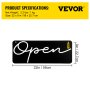VEVOR LED Open Sign, 22" x 9" Neon Open Sign for Business, Adjustable Brightness White Neon Lights Signs with Remote Control and Power Adapter, for Restaurant, Bar, Salon, Shop, Hotel, Window, Wall