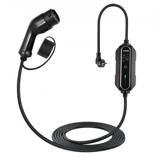 VEVOR Portable EV Charger, Type 2 16A, Electric Vehicle Charger 7.5 M Charging Cable with Schuko 2 Pin Plug, Digital Screen, 3.6 kW WaterProof IEC 62196-2 Home EV Charging Station with Carry Bag, CE