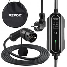 VEVOR VEVOR Portable EV Charger, Type 2 13A, Electric Vehicle Charger 10  Metre Charging Cable with UK 3 Pin Plug, Digital Screen, 3kW WaterProof IEC  62196-2 Home EV Charging Station with Carry