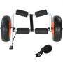 VEVOR kayak cart with foam padding, large black and orange wheels, and an adjustable strap.
