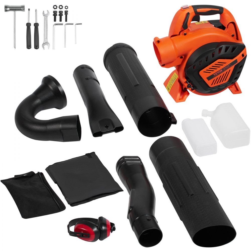 VEVOR Gas Leaf Blower, 26CC 2-Cycle Handheld Leaf Blower with A Fuel Tank, 2-in-1Gas-powered Blower 425CFM Air Volume 156MPH Speed, Ideal for Lawn Care, Leaf Cleaning, and Snow Removal