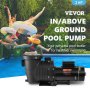 Pompe de piscine VEVOR, 2 HP 230 V, pompe à vitesse variable 1500 W pour piscine hors sol/intérieure avec panier à crépine, 5520 GPH Max. Flow, Certification ETL pour la sécurité