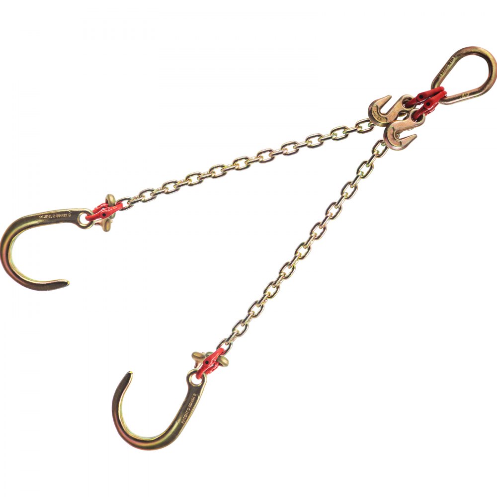 VEVOR J Hook Chain, 5/16 in x 2 ft Tow Chain Bridle, Grade 80 J Hook Transport Chain, 9260 Lbs Break Strength with JT Hook & Grab Hook, Tow Hooks for Trucks, Heavy Duty J Hook and Chain Shorteners