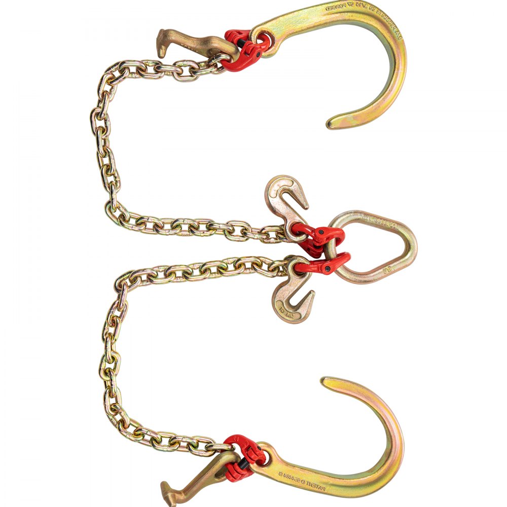 VEVOR J Hook Chain, 5/16 in x 2 ft Tow Chain Bridle, Grade 80 J Hook Transport Chain, 9260 Lbs Break Strength with JT Hook & Grab Hook, Tow Hooks for Trucks, Heavy Duty J Hook and Chain Shorteners