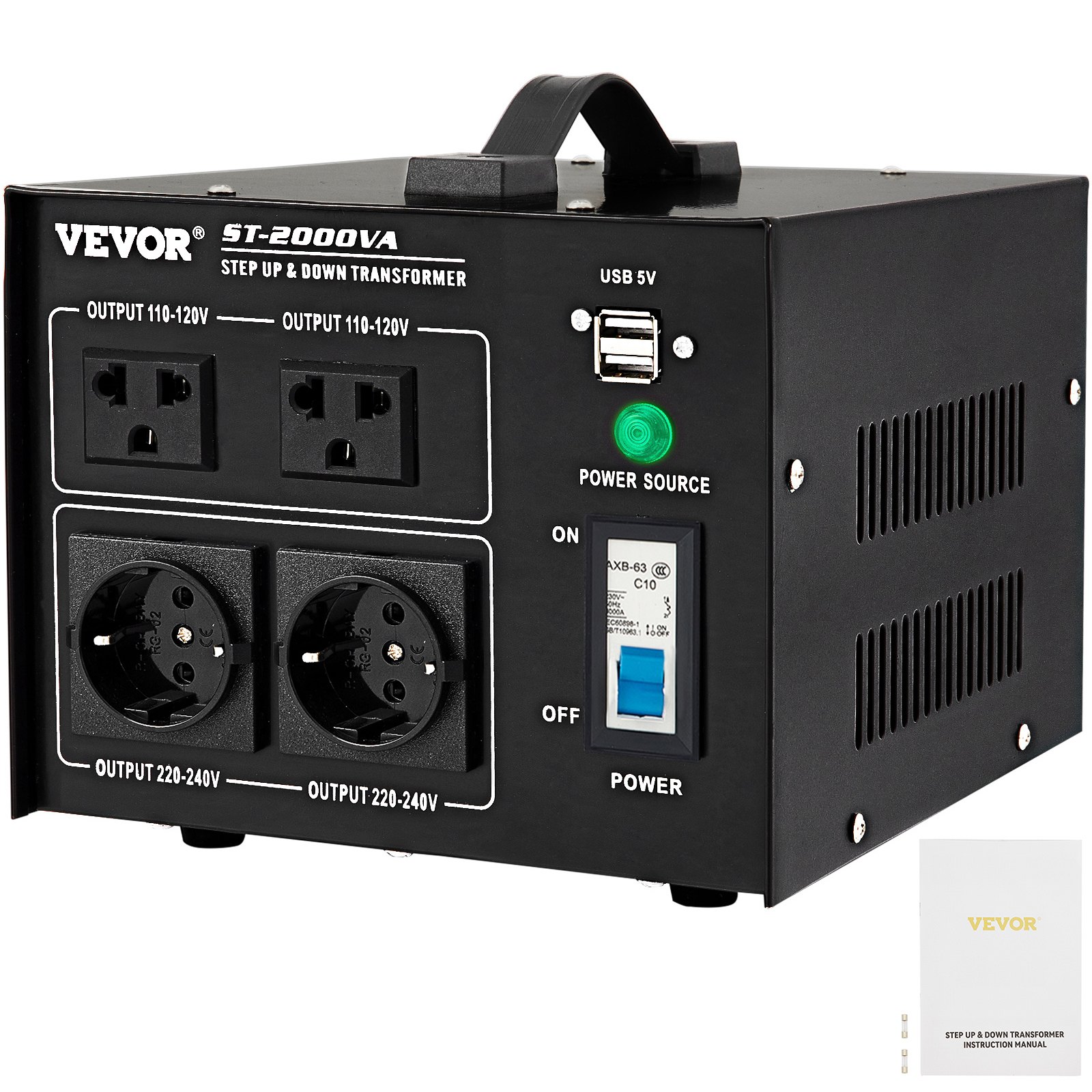 VEVOR Step Up Down Transformer Voltage Converter 2000W 240V-110V 110V-240V US-UK