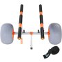 VEVOR heavy duty kayak cart with two large foam tires, padded arms, and a black securing strap.