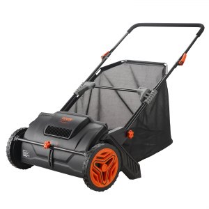 VEVOR Push Lawn Sweeper, 21inch Leaf Grass Collector, Strong Plastic Wheels Heavy Duty Thickened Steel Durable to Use with Large Capacity 3.5 cu. ft. Mesh Collection Hopper Bag, 2 Spinning Brushes