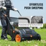 VEVOR Push Lawn Sweeper, 53.3 cm Leaf & Grass Collector, Strong Rubber Wheels & Heavy Duty Thickened Steel Durable to Use with Large Capacity 99L Mesh Collection Hopper Bag, 2 Spinning Brushes